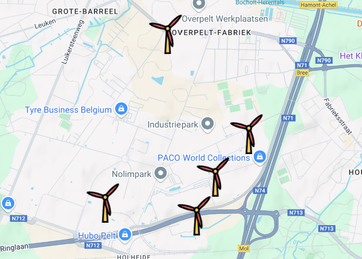 De exacte locaties in kaart